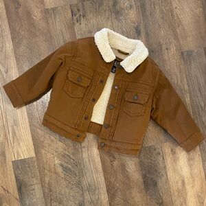 Brown Sherpa-Lined Kids Jacket